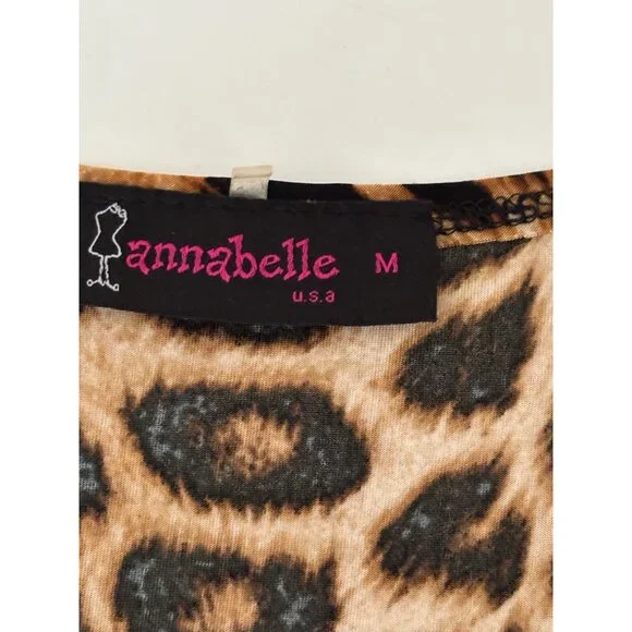 Annabelle usa Top Medium Leopard Print Short Sleeve Ruched Y2K Jungle Core Punk - Picture 4 of 14